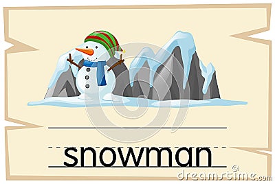 Wordcard template for word snowman Vector Illustration