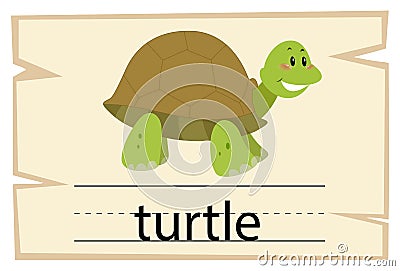 Wordcard template for word turtle Vector Illustration