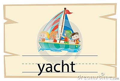 Wordcard template for word yacht Vector Illustration