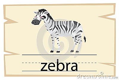 Wordcard template for word zebra Vector Illustration