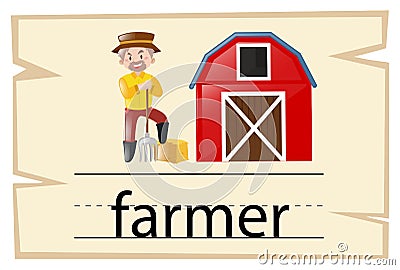Wordcard for word farmer Vector Illustration