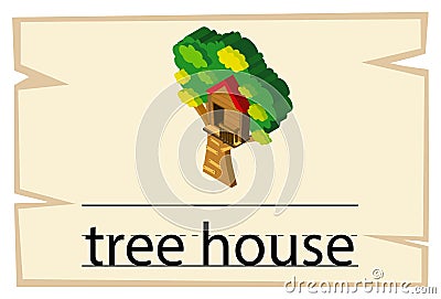 Wordcard for word tree house Vector Illustration