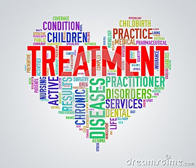 Wordcloud healthcare heart concept treatment Stock Photo