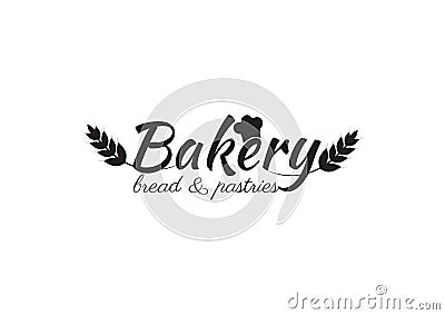 Wording Design Vector, Bakery bread and pastries, logo design vector, wheat illustration, Lettering Design Vector Illustration