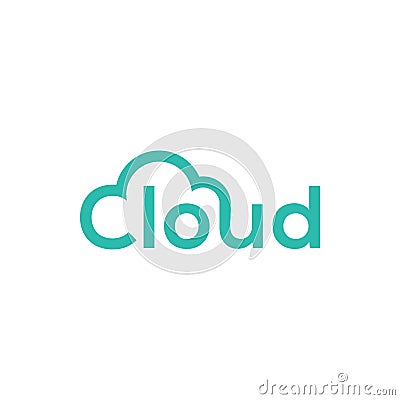 Wordmark cloud unique logo design Vector Illustration