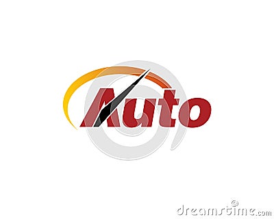 Wordmark logo of word auto and simple speed gauge curve Vector Illustration