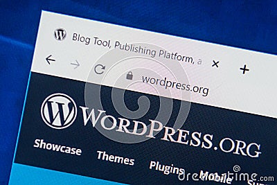 Wordpress.org Web Site. Selective focus. Editorial Stock Photo