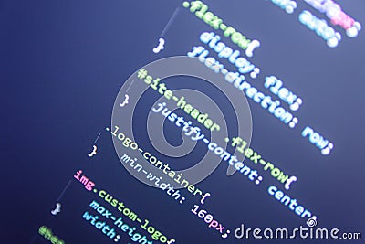 Wordpress theme code close up Stock Photo