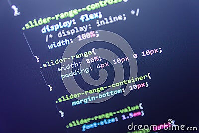 Wordpress theme code close up Stock Photo