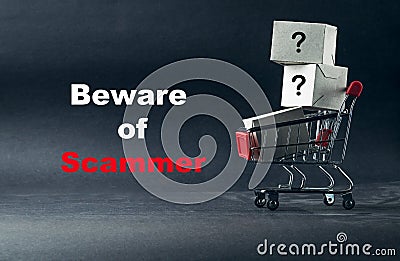 BEWARE OF SCAMMER Stock Photo