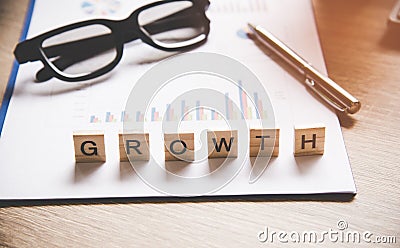 Words of business concepts collected in crossword Stock Photo
