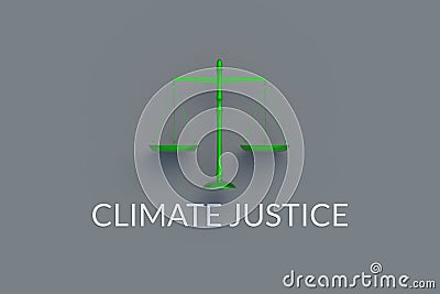 Words climate justice, scales. Ecological crisis concept Stock Photo