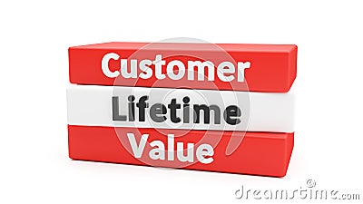 Words Customer Lifetime Value CLV on stacked blocks 3d rendering Cartoon Illustration
