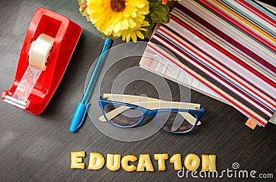 The words: education made of cookies. Stock Photo