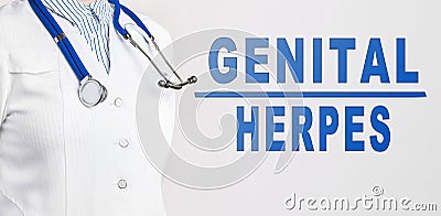 Words - GENITAL HERPES on a white background. Medical concept Stock Photo