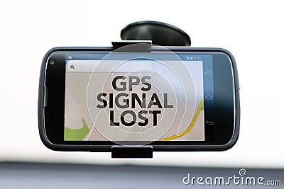 GPS Signal Lost type on a GPS smart phone Stock Photo