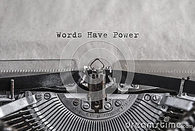 Words have power typed on old vintage aged typewriter Stock Photo