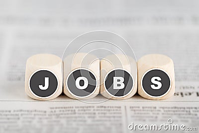 The words jobs on cubes Stock Photo