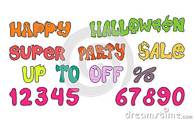 Words and numbers on the halloween party Stock Photo