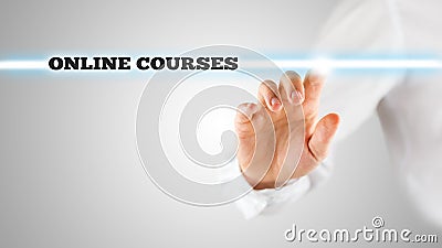 Words - Online Courses - on a virtual interface Stock Photo