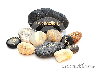 Words on pebbles Stock Photo