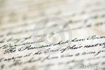 Words The President highlighted from United States Constitution Editorial Stock Photo