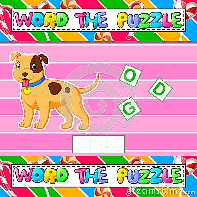 Words puzzle educational game for children Vector Illustration