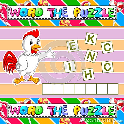 Words puzzle educational game for children Vector Illustration