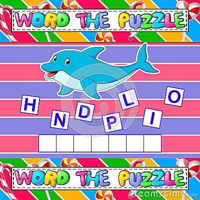 Words puzzle educational game for children Vector Illustration