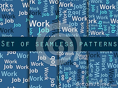Words seamless pattern, word collage, words design. Seamless pattern with words. Association with the work search. Vector Vector Illustration
