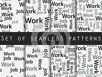 Words seamless pattern, word collage, words design. Seamless pattern with words. Association with the work search. Vector Illustration