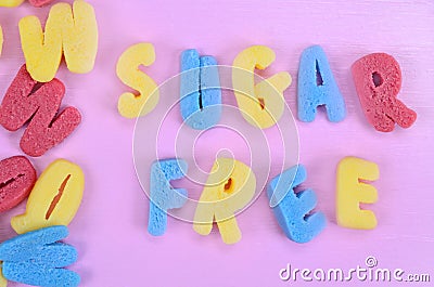 Words Sugar Free on pink table Stock Photo