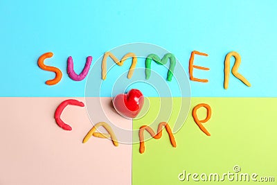 Words SUMMER CAMP made from modelling clay Stock Photo