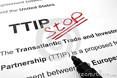Words TTIP stop on a paper. Stock Photo
