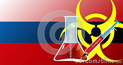 Russia biohazard threat Cartoon Illustration