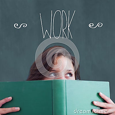 Work against student holding book Stock Photo