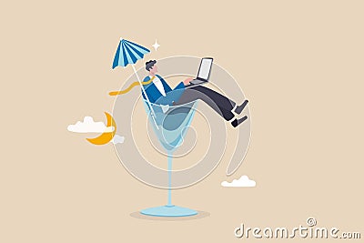 Work anywhere anytime, hybrid work or flexible hour for employee choice to choose where and when to work concept, businessman Vector Illustration