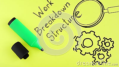 Work Breakdown Structure WBS is shown on the photo using the text Stock Photo