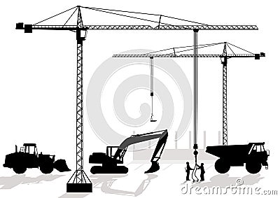 Of work at building site Vector Illustration