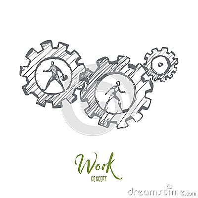 Work, business, automation, HCI, technology concept. Hand drawn isolated vector. Vector Illustration