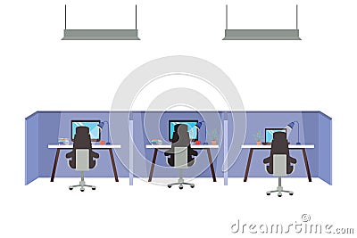 Work cubicles isolated icon Vector Illustration