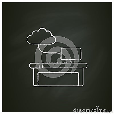 Work data cloud storage chalk icon Cartoon Illustration