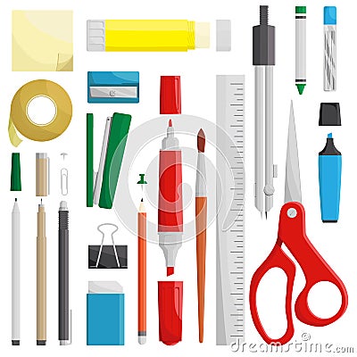 Work draw sketch stationary set illustration Vector Illustration