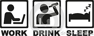 Work drink sleep icons - day in life Vector Illustration
