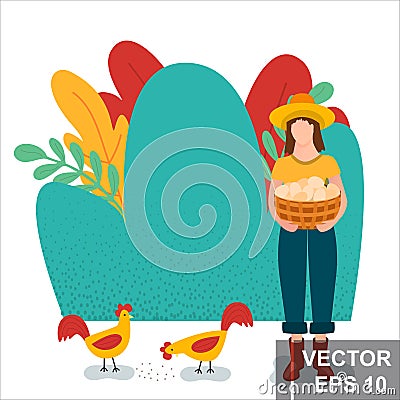 Work on the farm. Harvesting. For your design. Stock Photo