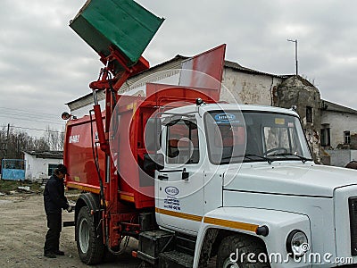 The work of garbage trucks in Russia. Editorial Stock Photo