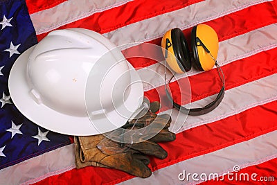 Work Gear of American Blue Collar Worker Stock Photo