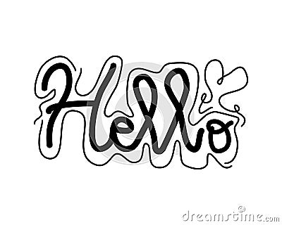 Hello handwritten lettering Vector Illustration