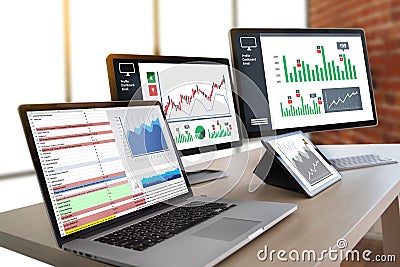 work hard Data Analytics Statistics Information Business Technology Stock Photo