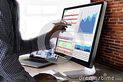 work hard Data Analytics Statistics Information Business Technology Stock Photo